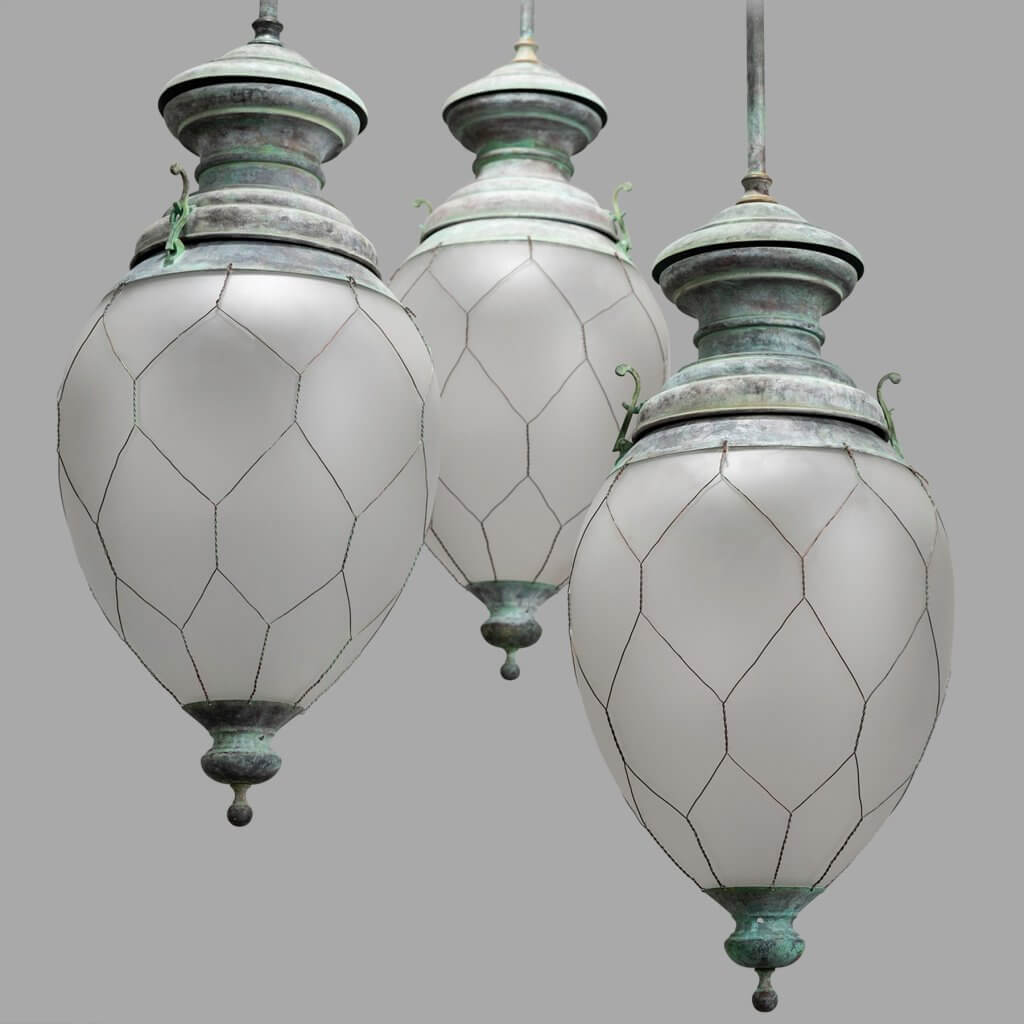 Large Gas Pendant Lights, XIXth Style