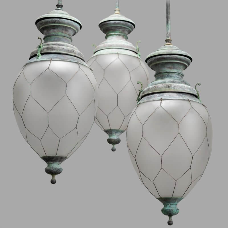 Large Gas Pendant Lights, XIXth Style