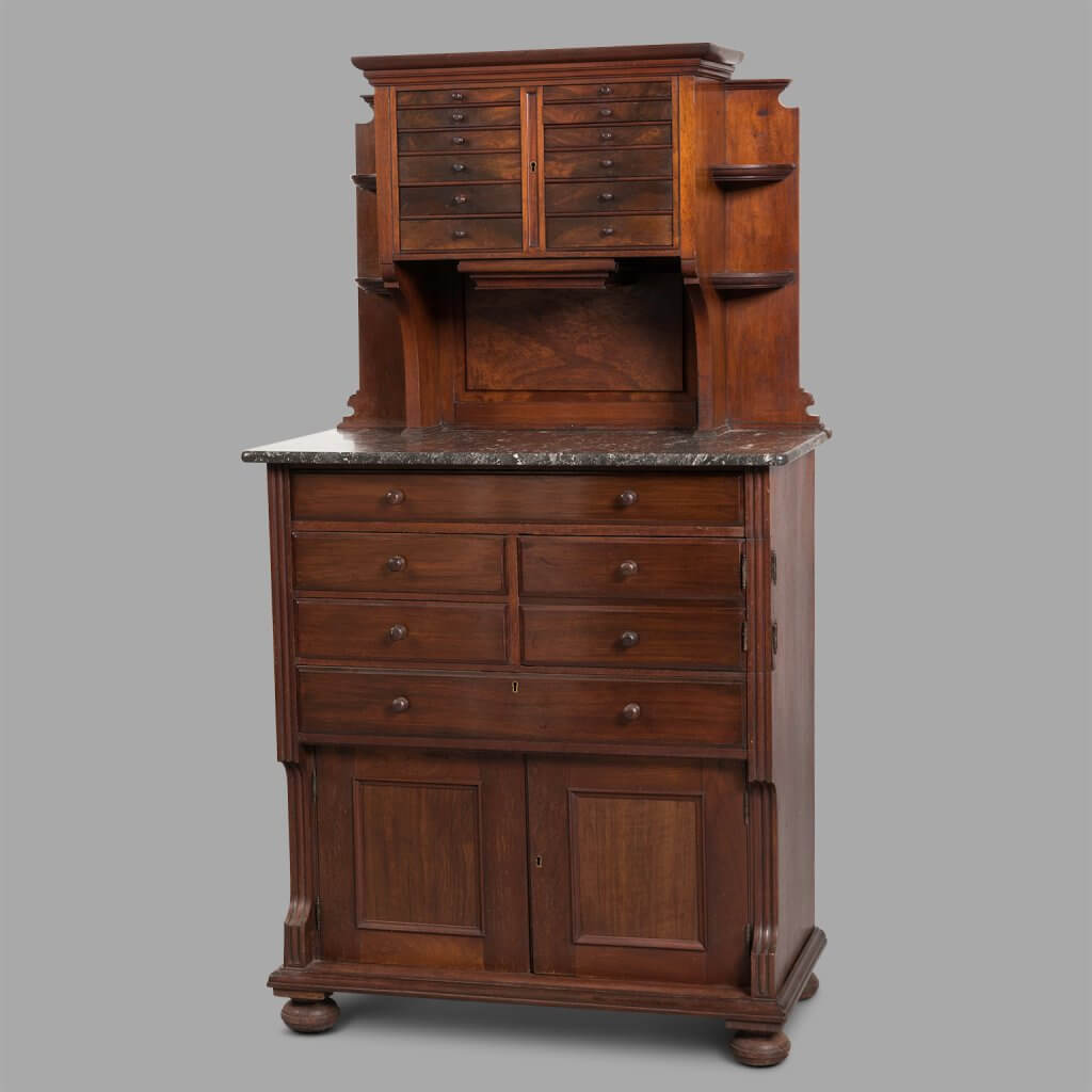 XIXth C. Mahogany Dentist Cabinet