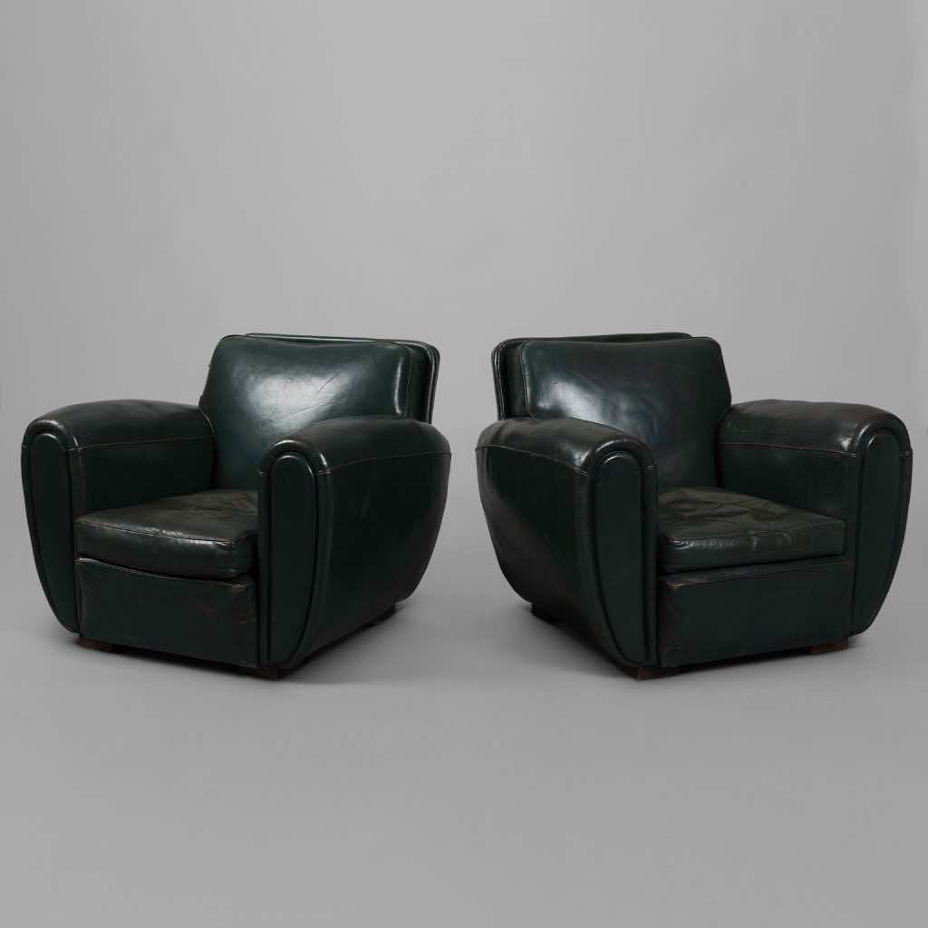 Pair of 1930s Leather Club Armchairs