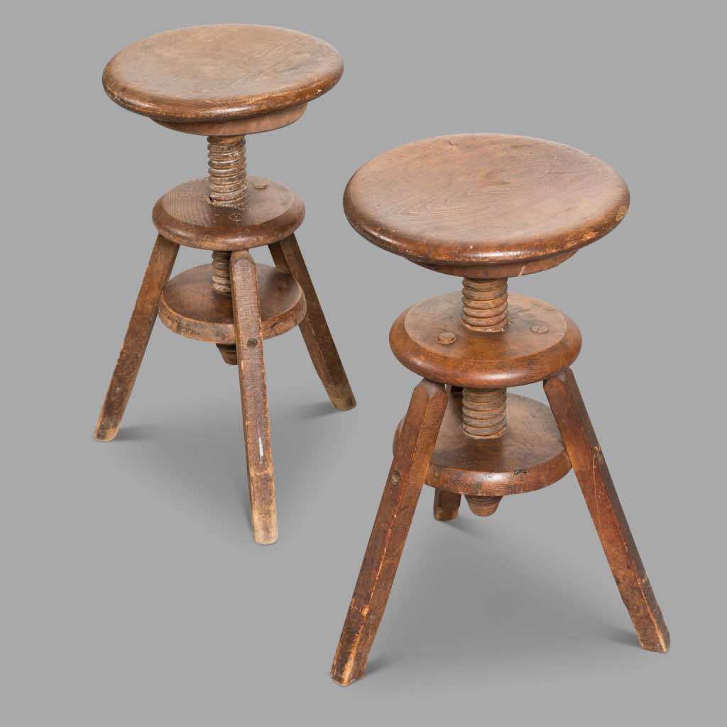 Two Oak Workshop Stools, c. 1880