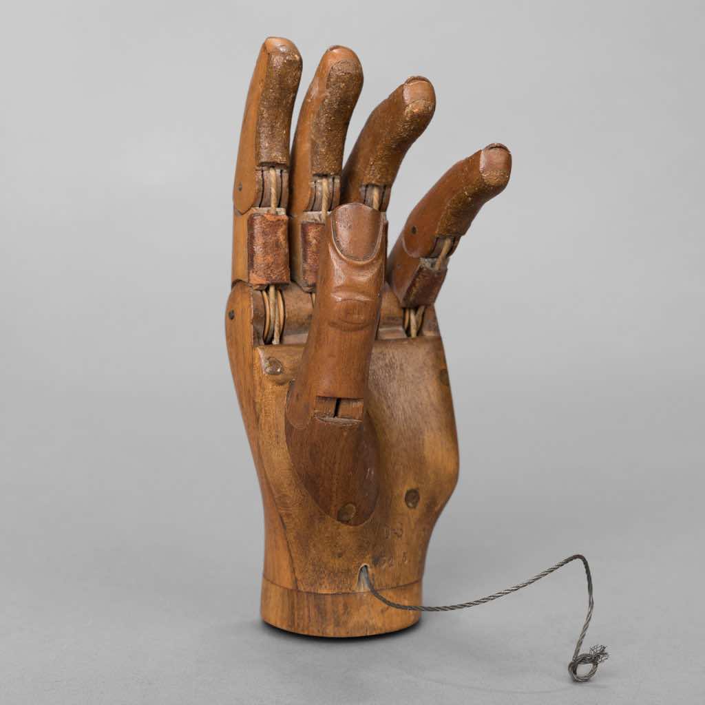 Carved Wood Left Hand Prothesis, circa 1920