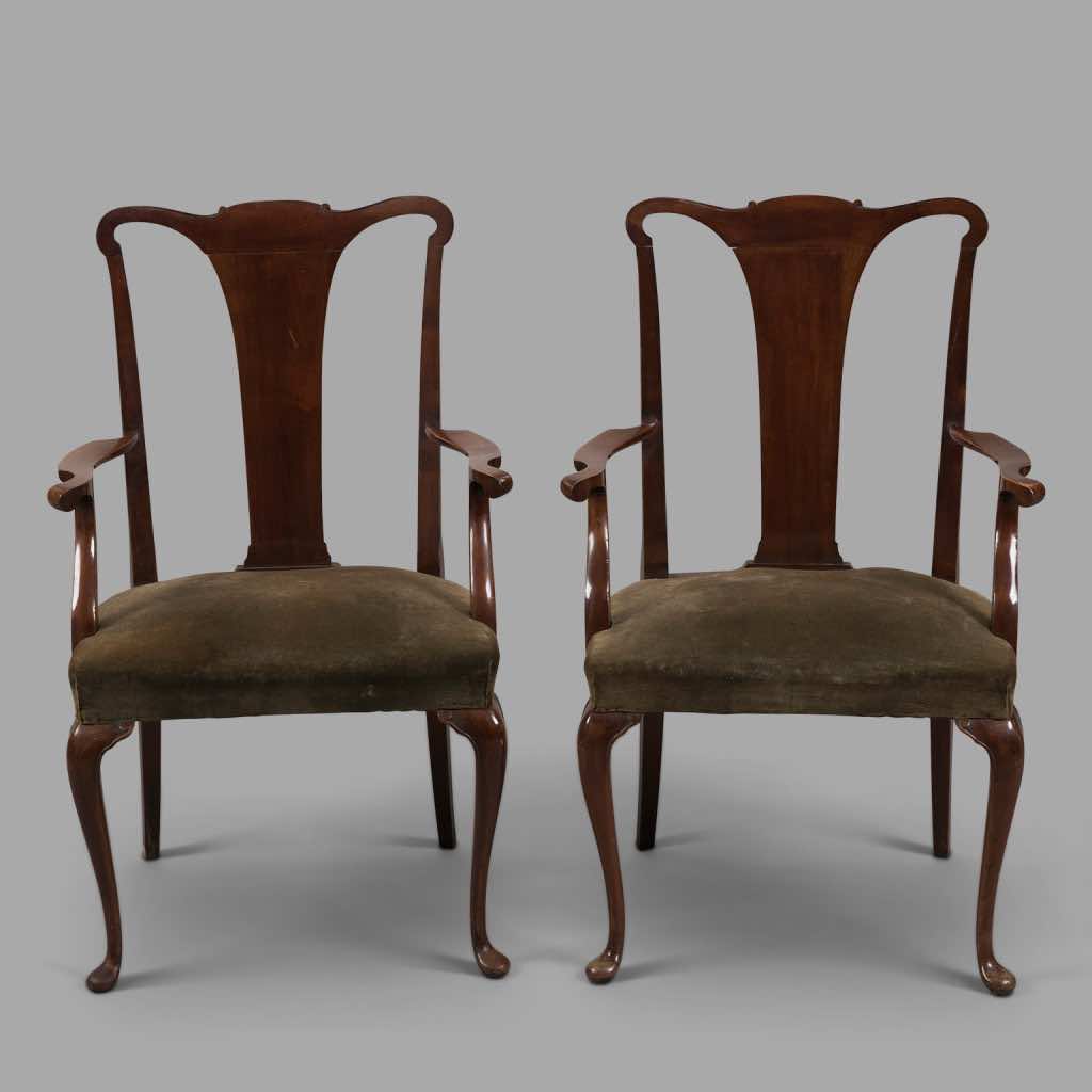 Pair of Mahogany Chippendale Style Armchair, c. 1860