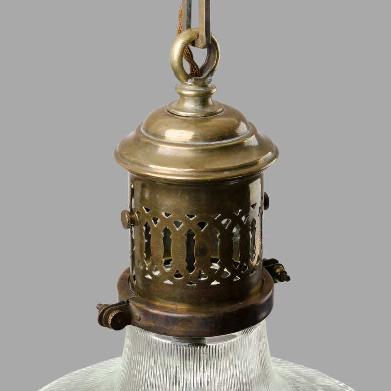 Holophane Brass Pendant Light circa 1920 - Image 2