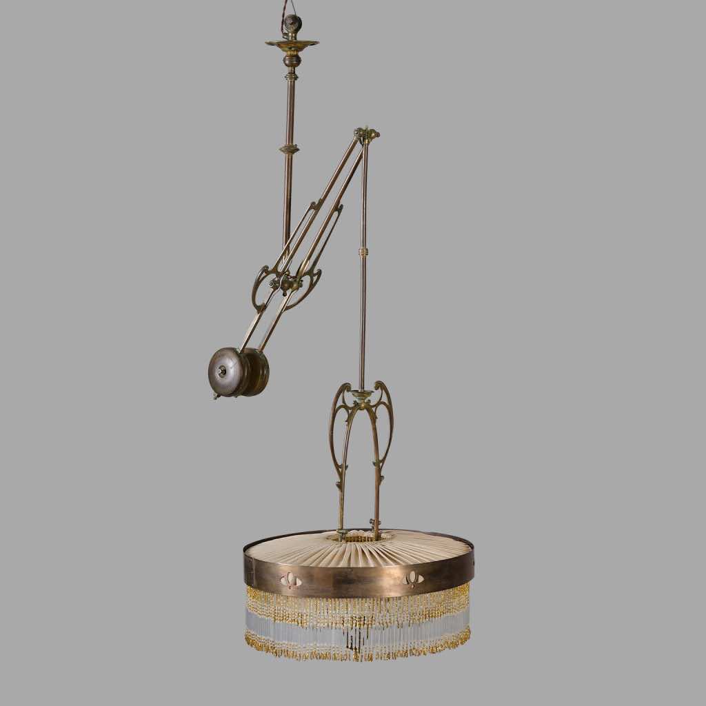 Large 1900s Art Nouveau Suspension Light