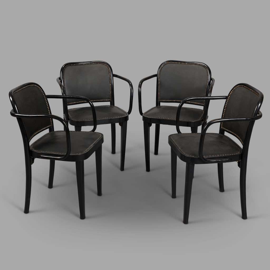 Set of Four Josef Hoffmann Armchair, for Thonet, c. 1930