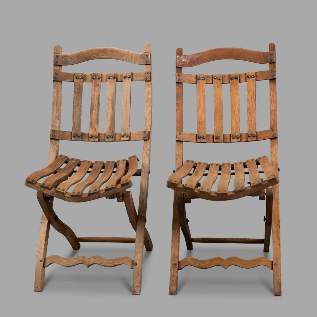Pair of Wooden Folding Chairs, circa 1900