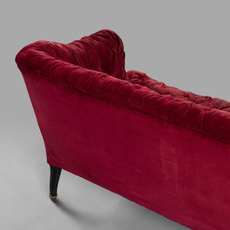 Small Padded Bench in Red Velvet, Napoleon III period - Image 7