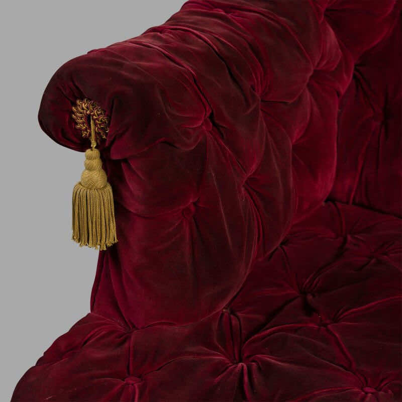 Small Padded Bench in Red Velvet, Napoleon III period - Image 5