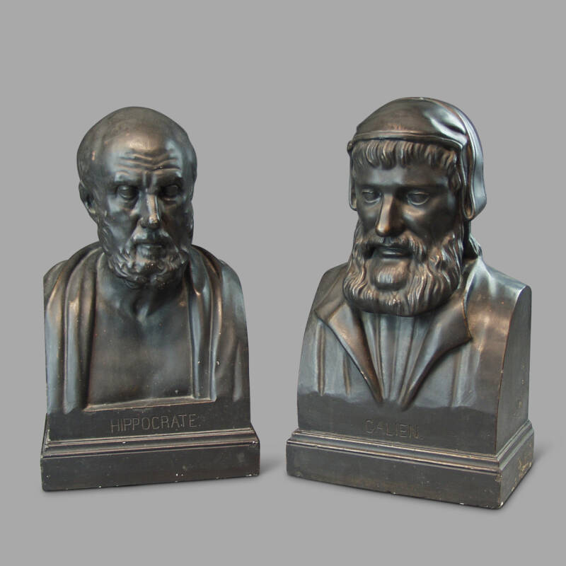 Hippocrate and Galien's plaster busts