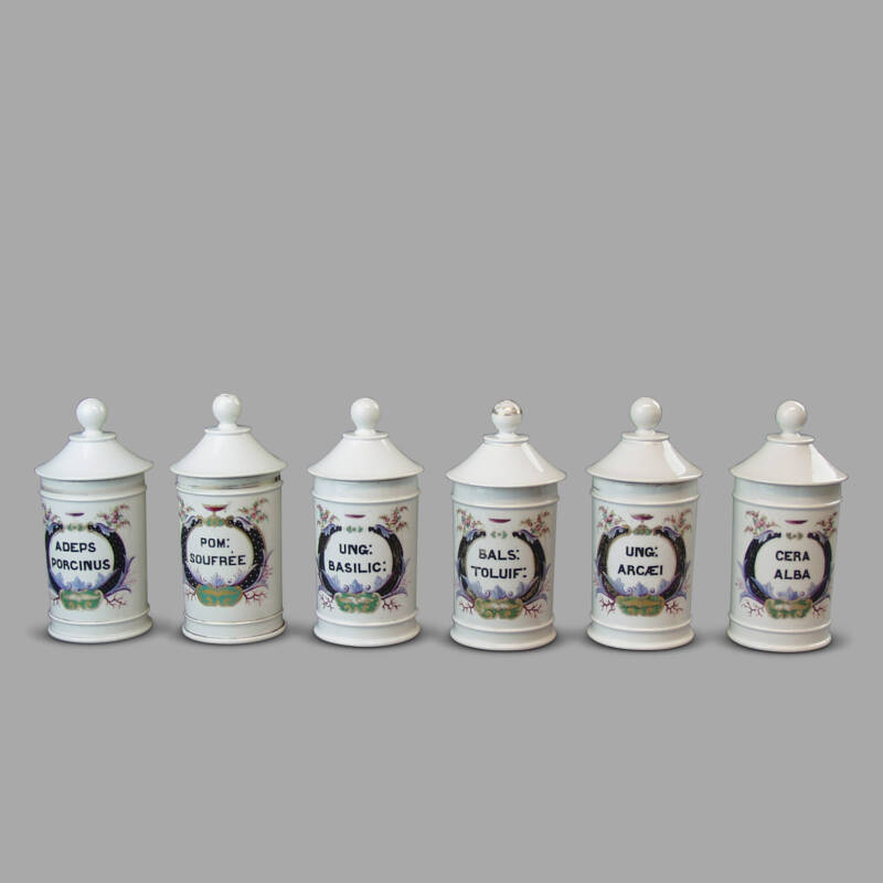 XIXth C. Porcelain Lidded Apothecary Jars - Image 3