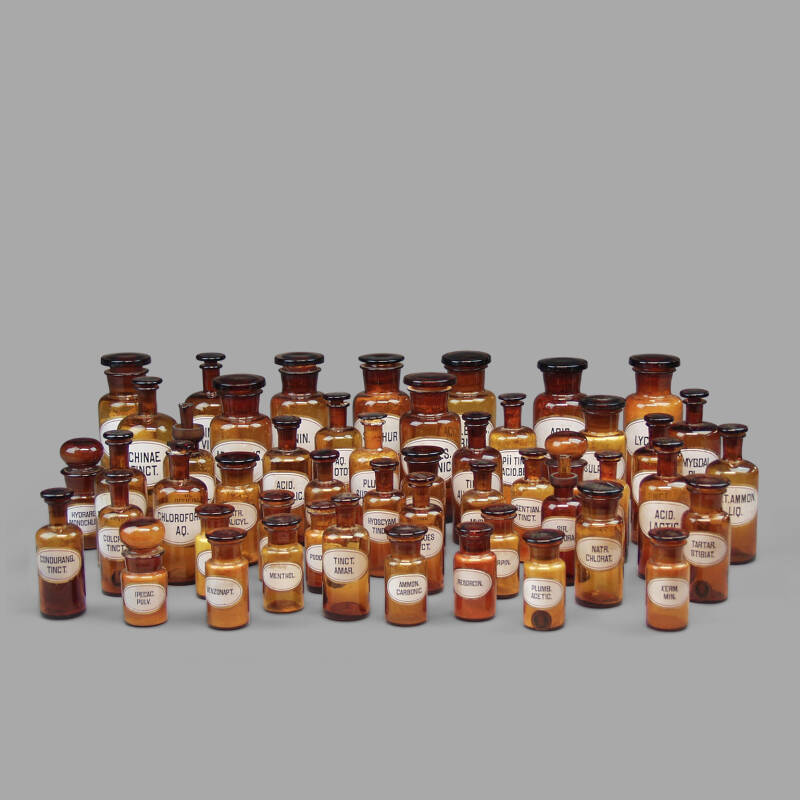 Screen-Printed Brown Glass Pharmacy Bottles - Image 2