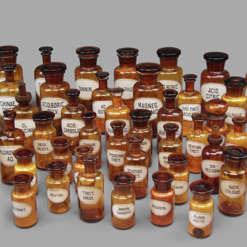 Screen-Printed Brown Glass Pharmacy Bottles - Image 3