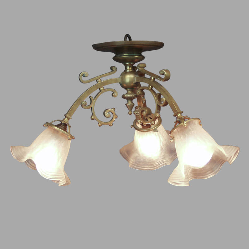 Early XXth C. Three-light ceiling lights - Image 5