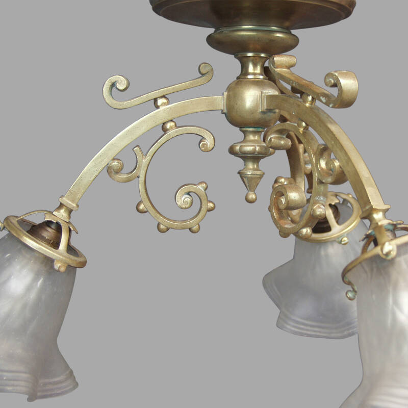 Early XXth C. Three-light ceiling lights - Image 4