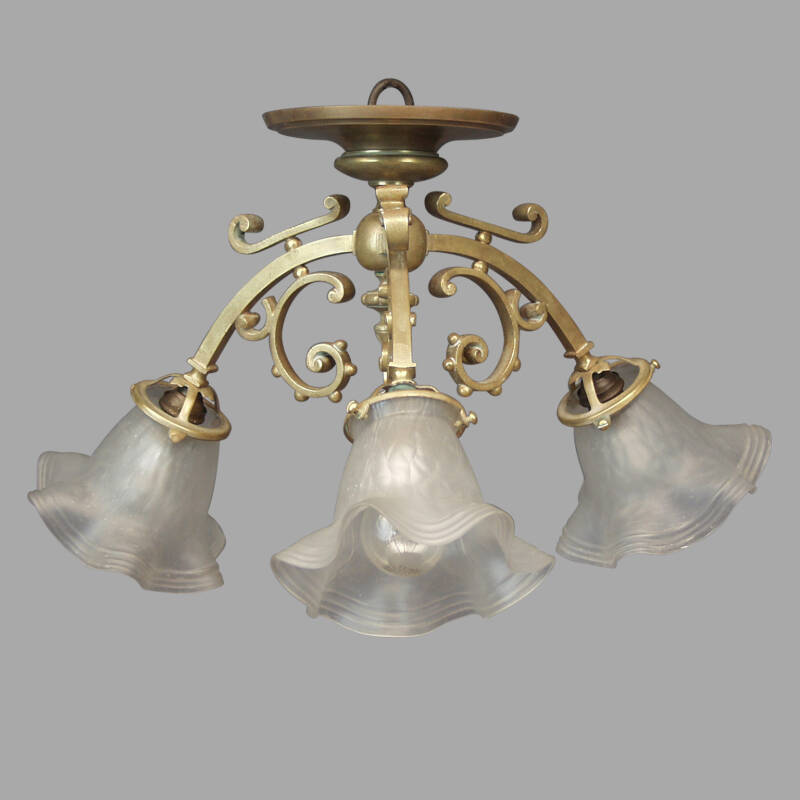 Early XXth C. Three-light ceiling lights - Image 3