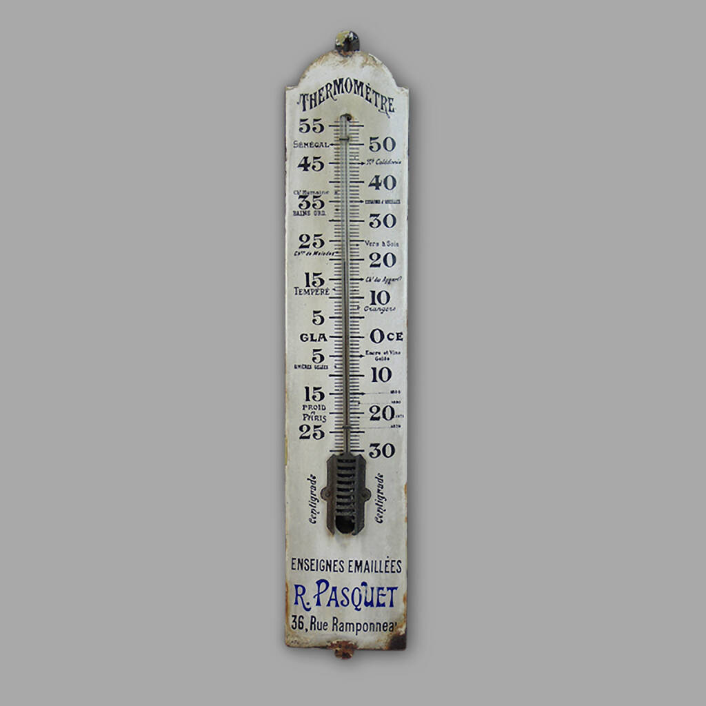 Advertising Wall Thermometer in Enameled Sheet Metal, C.1900