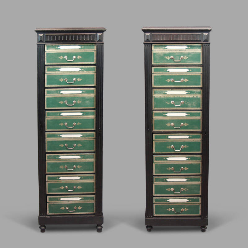 Pair of Napoleon III Period Cartonniers in Blackened Wood - Image 2