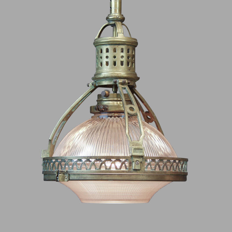 Pair of Bronze Holophane Chandeliers C.1920 - Image 2