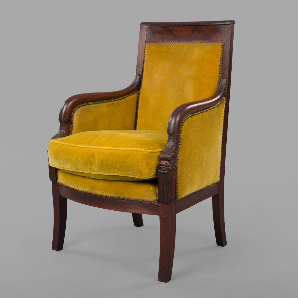 Restauration-Period Mahogany Bergere, C. 1815–1830