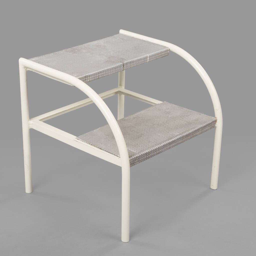 Two-Step Hospital Stool in Bent Tubular Steel, C.1930