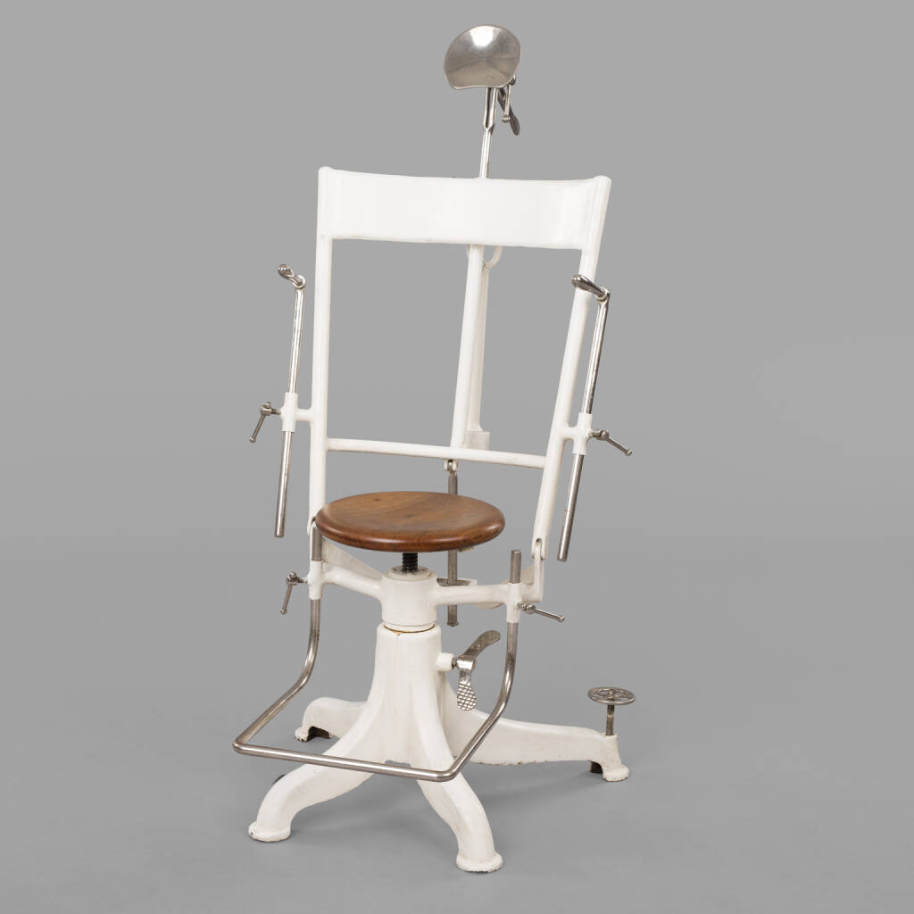 White-Eamelled Cast-Iron ENT Examination Chair, c. 1930