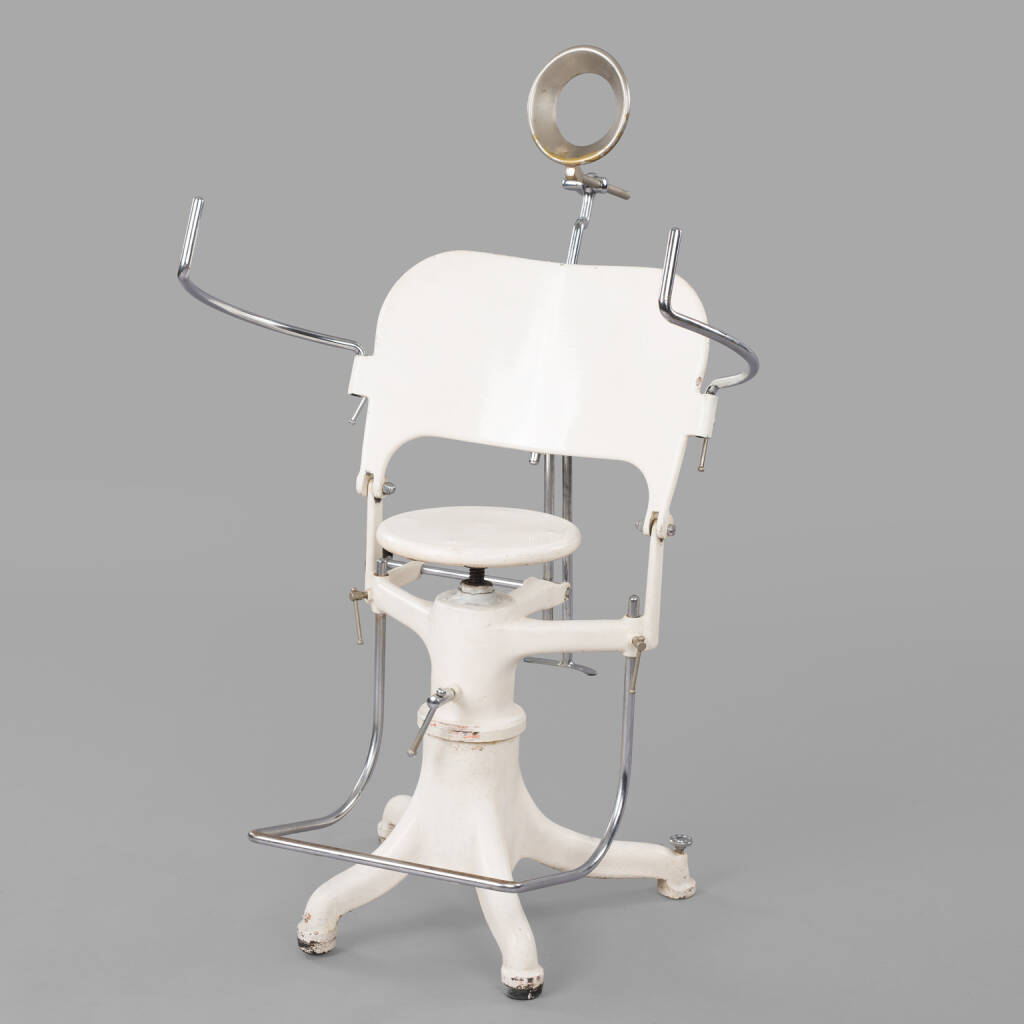 White-Eamelled Cast-Iron ENT Examination Chair, c. 1930