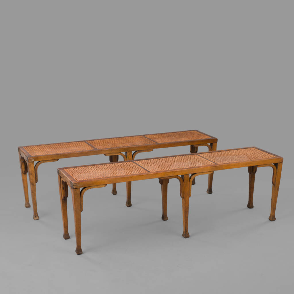Pair of Caned Benches, C. 1900
