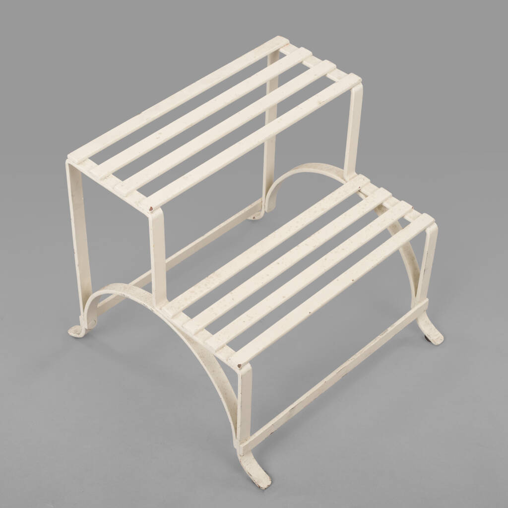 White Laquered Wrought Irob Step Stool, c. 1900